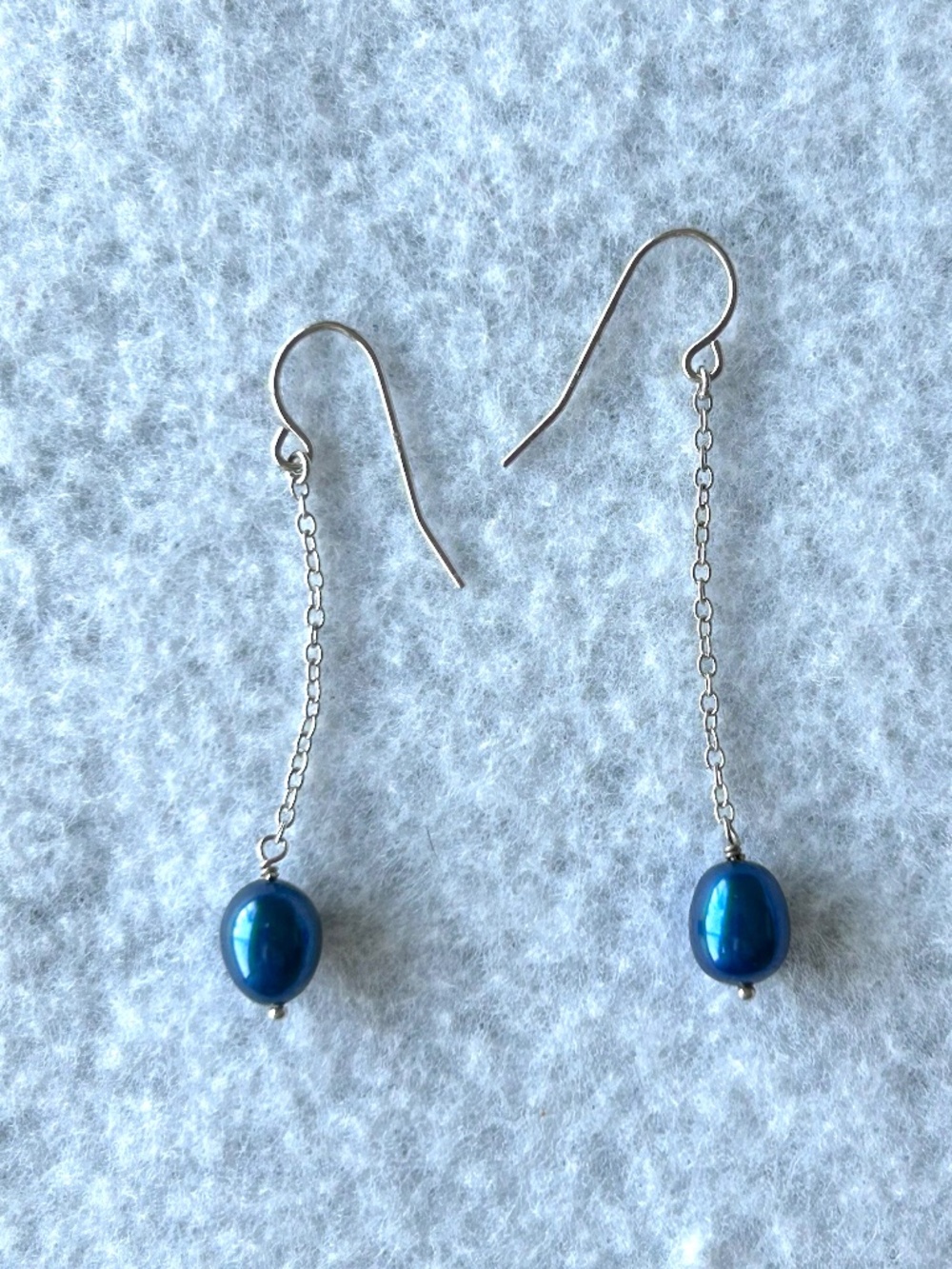 Cultured Blue Pearl Drop Earrings